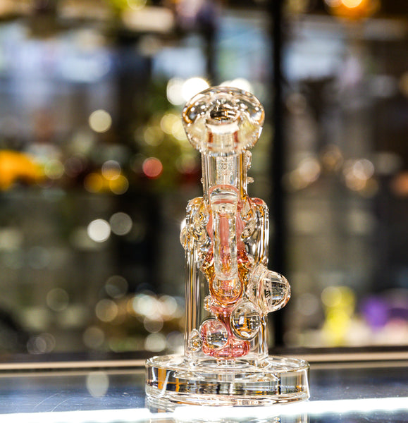 Quartz Castle - Fumed Worked Mini Bub W/ Opal