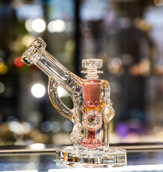 Quartz Castle - Fumed Worked Mini Bub W/ Opal