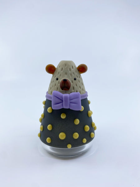 Trina Caterina Black Bear with Yellow Polka Dots