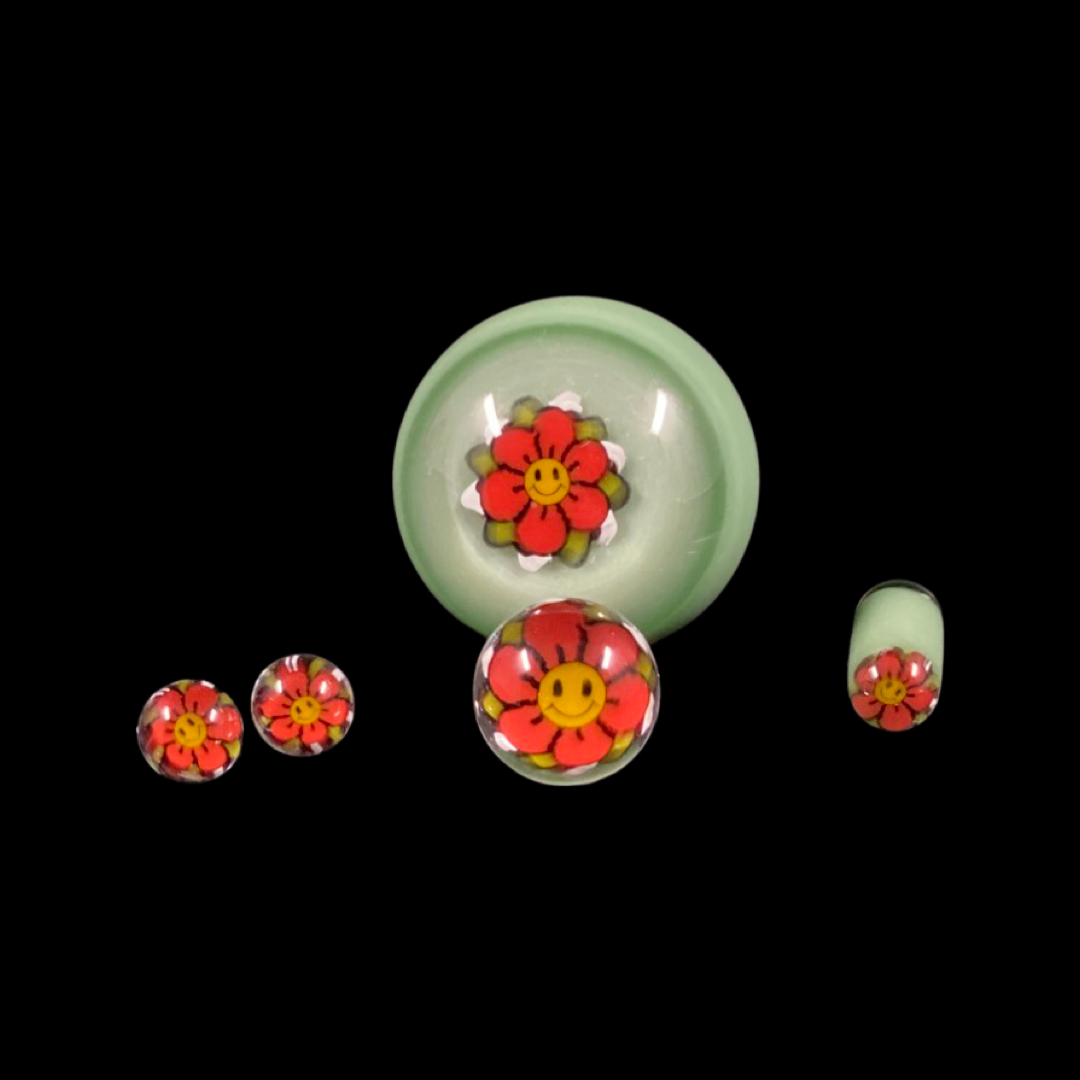 Hendy Glass - “Flower Smiley” Slurper Set (Mint)